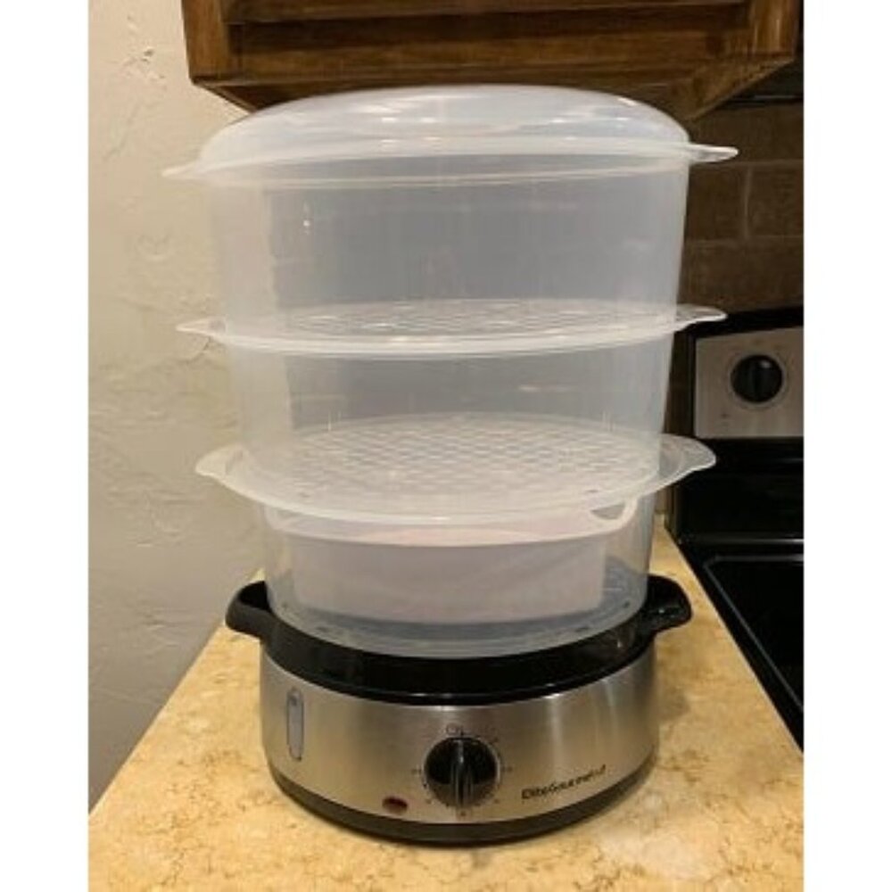 New Electric Food Vegetable Steamer with BPA-Free 3 Tier Stack
